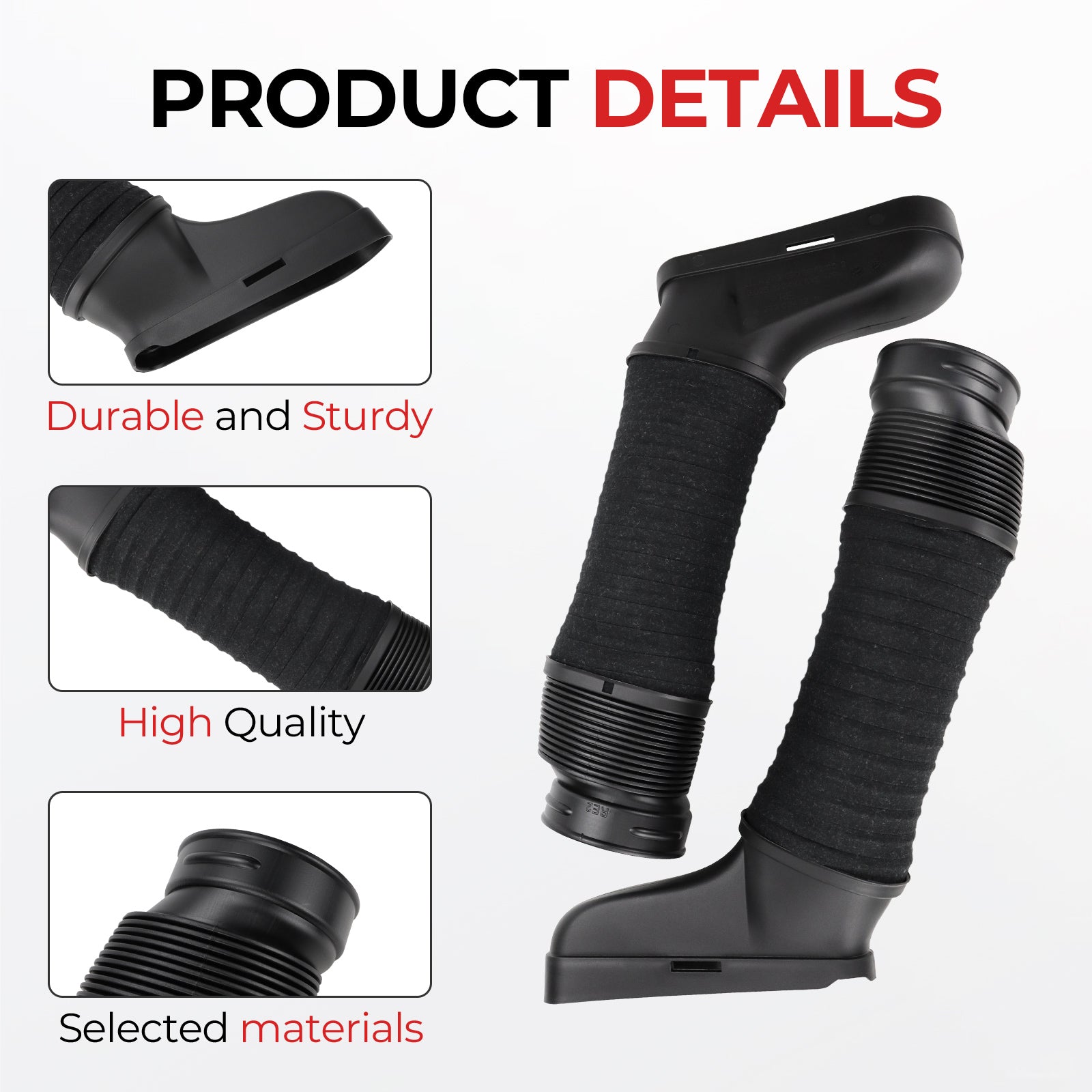 Black grips with durability and quality text on a white background
