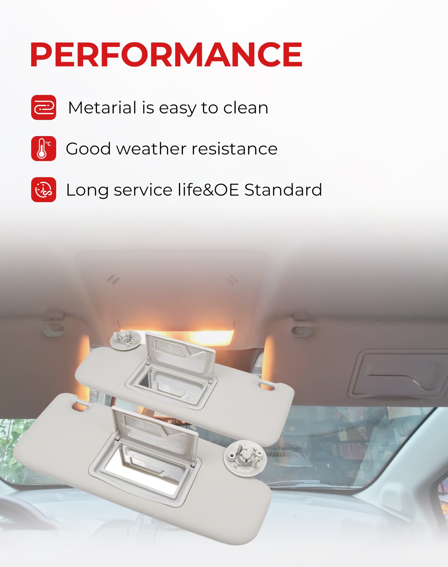 VeloCore Pair of Left and Right Sun Visor Compatible with Chevy Sonic 2012-2020, Chevy Spark 2013-2016, Replace# P95327509, P95327507