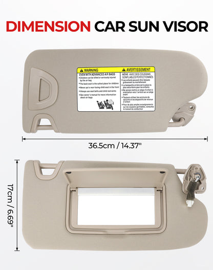 Nissan Altima Passenger Sun Visor 964003TA2A - Right Side Grey (2013-2018)