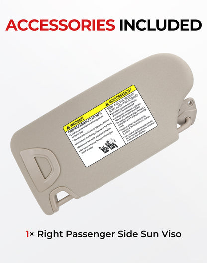 Nissan Altima Passenger Sun Visor 964003TA2A - Right Side Grey (2013-2018)
