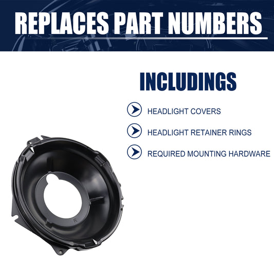 FEXON Headlight Retainer Ring & Mounting Bucket Assembly Kit with Hardware for 1967-1969 Chevy Camaro, 1969-1970 Nova, 1970 Monte Carlo, 1968 Chevy II