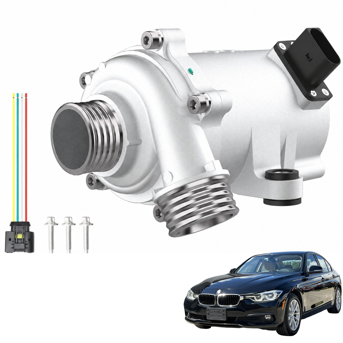 VeloCore 4 Pins Electric Water Pump 11517597715 with Wire and Bolts