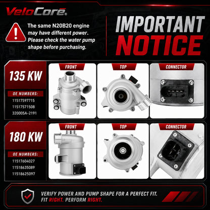 VeloCore 4 Pins Electric Water Pump 11517597715 with Wire and Bolts
