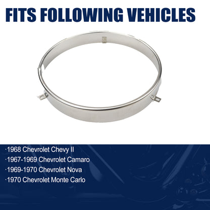 FEXON Headlight Retainer Ring & Mounting Bucket Assembly Kit with Hardware for 1967-1969 Chevy Camaro, 1969-1970 Nova, 1970 Monte Carlo, 1968 Chevy II