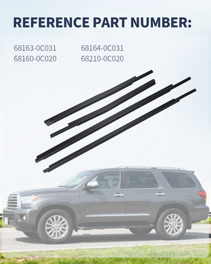 Toyota Sequoia & Tundra Window Molding Trim Set - 4PC Weather Seal Kit (2007-2020)