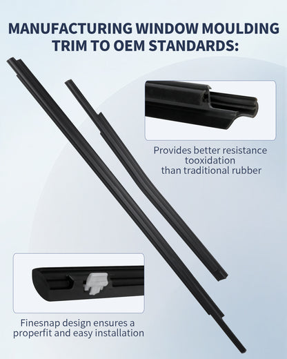 Toyota Sequoia & Tundra Window Molding Trim Set - 4PC Weather Seal Kit (2007-2020)