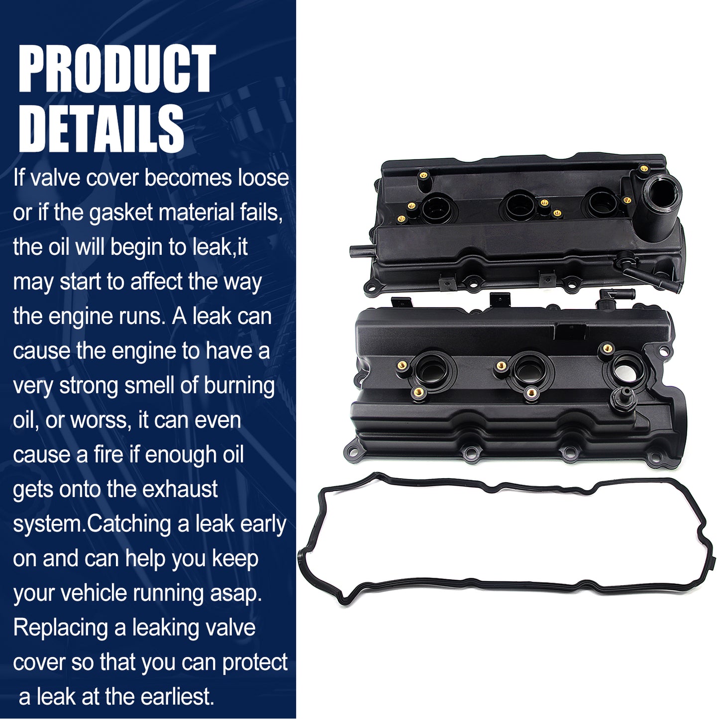 FEXON Engine Valve Cover Set Compatible with Nissan 350Z, Infiniti FX35, G35, M35,13264-AM600, 132708J102, 13264-AM610, 3-Pack