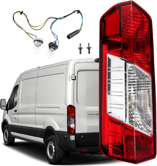 VeloCore Left Tail Light CK4Z13405G Fit for Ford Transit 150 250 350 350HD | compatible with Ford Transit 2015-2025 single rear wheel vans, left driver side, bulbs and harness, FO2800242C
