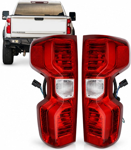 VeloCore Red Tail Light Pair 84554656 Fit for Chevrolet Silverado 1500 | compatible with Chevrolet Silverado 1500 2019-2025 and 2500HD 2020-2025, halogen bulbs, left and right, 84554657