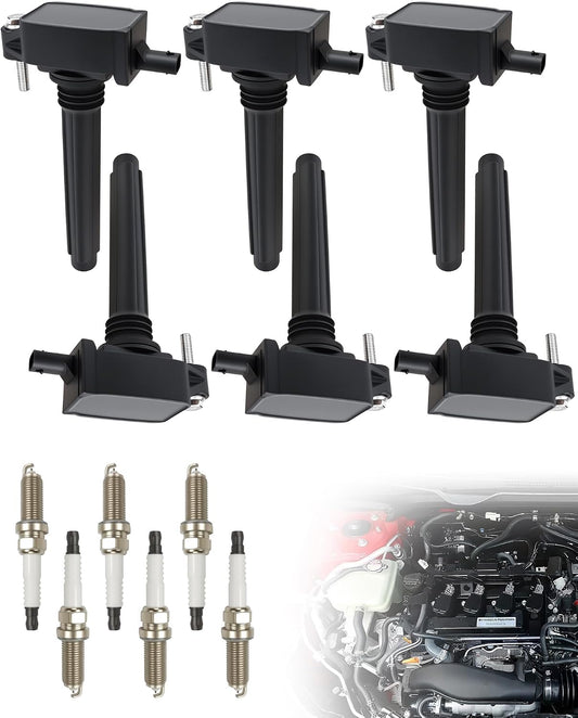 VeloCore Ignition Coil & Plug Kit 5149168AH Fit for Jeep Wrangler | compatible with Chrysler 200 2011-2017 3.6L V6, 6 UF648 coils and 6 laser iridium 9723 spark plugs