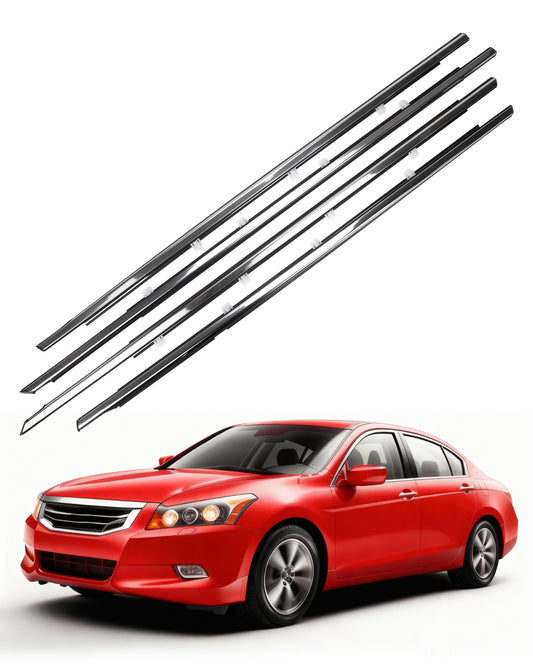 Chrome Window Molding Trim Set for Honda Accord 2008-2012 (4PCS) - OEM Quality Weatherstrip Seal