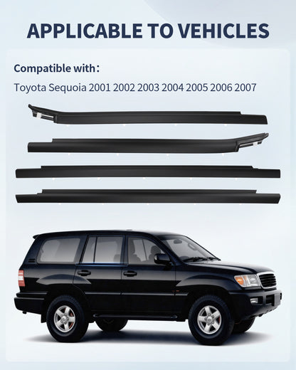 AIKEPT 4PCS Window Molding Trim Weatherstrip Seal Belt, Compatible with 2000-2006 Tundra &amp; 2001-2007 Sequoia, Replaces 75710-0C010, 75720-0C010, 75730-0C010, 75740-0C010