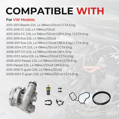 Audi VW Water Pump 06H121026AB - 2.0T TSI with Belt Kit