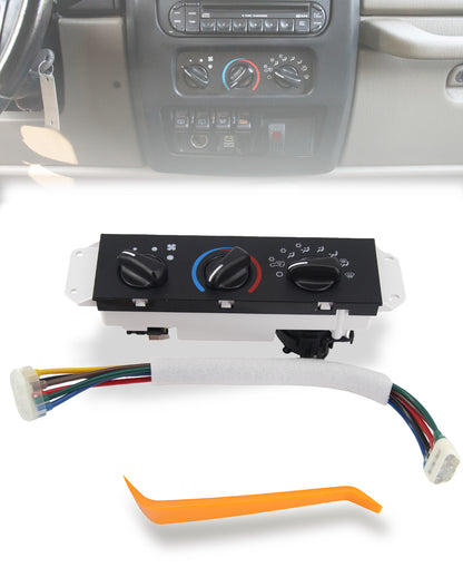 Flecto HVAC A/C Heater Climate Control Panel with Blower Motor Switch Compatible with 1999-2004 Jeep Wrangler TJ - Direct Replacement for OEM #55037473AB, BL101, HS-373, 55037473AA, 55037612AA
