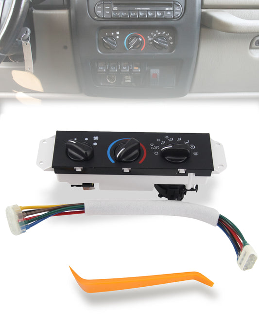 Flecto HVAC A/C Heater Climate Control Panel with Blower Motor Switch Compatible with 1999-2004 Jeep Wrangler TJ - Direct Replacement for OEM #55037473AB, BL101, HS-373, 55037473AA, 55037612AA