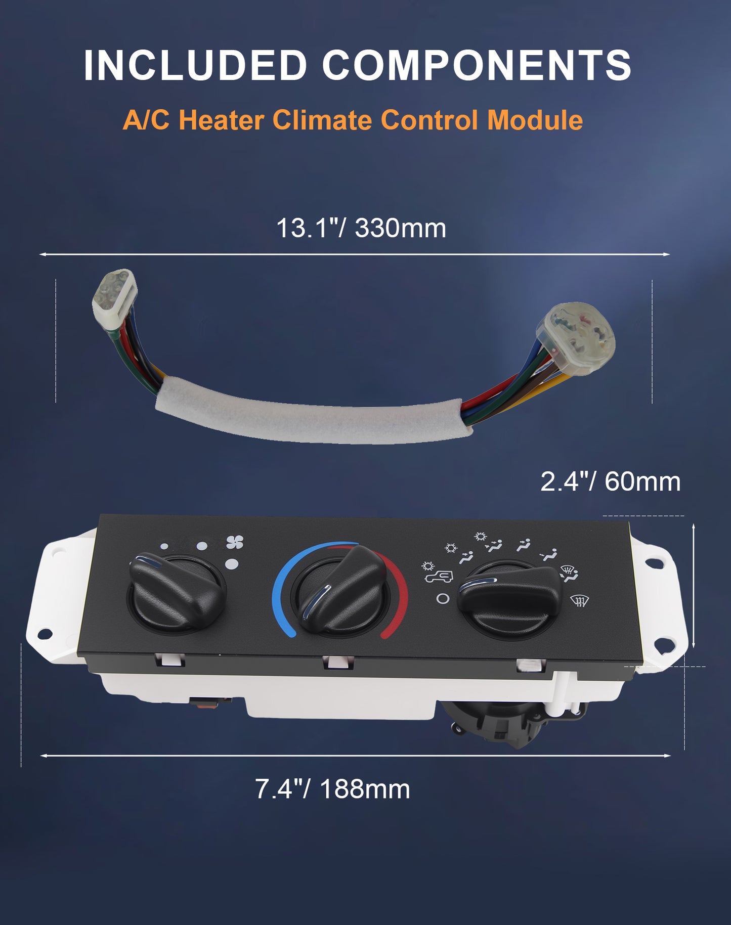 Flecto HVAC A/C Heater Climate Control Panel with Blower Motor Switch Compatible with 1999-2004 Jeep Wrangler TJ - Direct Replacement for OEM #55037473AB, BL101, HS-373, 55037473AA, 55037612AA