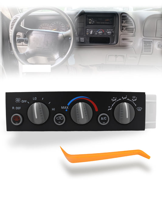 Flecto 599-006 AC Heater Control Panel with Rear Defogger - 1996-2000 Chevy, Cadillac, GMC (Escalade, C1500, Suburban, Tahoe, Yukon) - Replaces OEM 9378805, 16231165