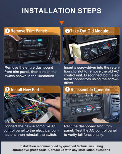 Flecto 599-006 AC Heater Control Panel with Rear Defogger - 1996-2000 Chevy, Cadillac, GMC (Escalade, C1500, Suburban, Tahoe, Yukon) - Replaces OEM 9378805, 16231165