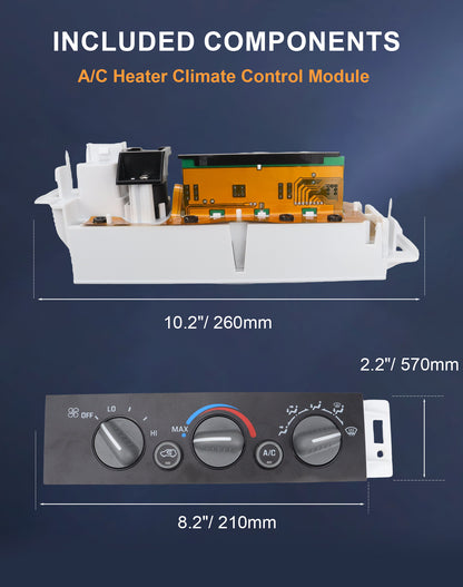 Flecto HVAC AC Heater Climate Control Module Switch Compatible with 1996-1999 Chevy GMC C/K Series Truck Tahoe Suburban Yukon - Replaces 16231175, 599-007, 15-72548 - Without Rear Defogger