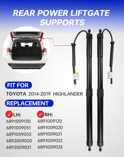 Flecto Left & Right Liftgate Struts, Electric Rear Hatch Lift, Trunk Tailgate Power Shock Support, Compatible with 2014-2019 Toyota Highlander, Replace# 6892009130 6891009120, 2 Set