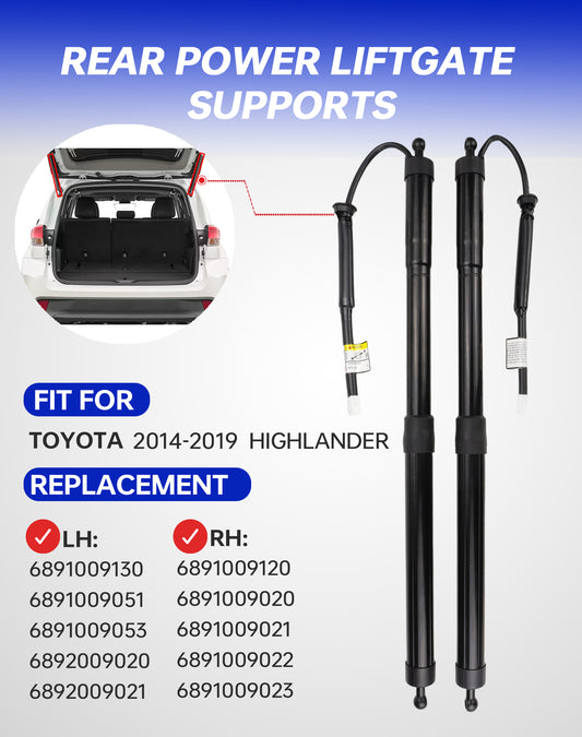 Flecto Left & Right Liftgate Struts, Electric Rear Hatch Lift, Trunk Tailgate Power Shock Support, Compatible with 2014-2019 Toyota Highlander, Replace# 6892009130 6891009120, 2 Set
