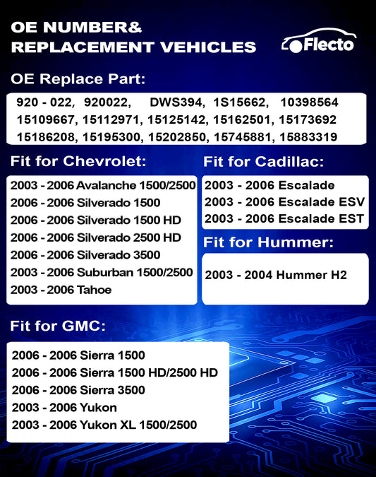 Master Power Window Switch Chevy Silverado GMC Sierra Escalade 2003-2006 Folding Mirror 15883319