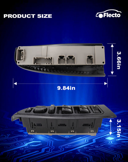 Flecto Master Power Window Switch Driver Side 15883319 with Door Lock & Folding Mirror Compatible with 2003-2006 Cadillac Escalade Chevy Silverado Avalanche Suburban Tahoe GMC Sierra Yukon Hummer H2