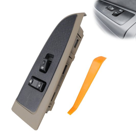Flecto Power Window Switch Front Passenger Side 19115820 with Door Lock & Tan Bezel Compatible with 03-07 Chevy Avalanche Silverado Suburban Tahoe GMC Yukon Sierra Cadillac Escalade, Replace 920-020