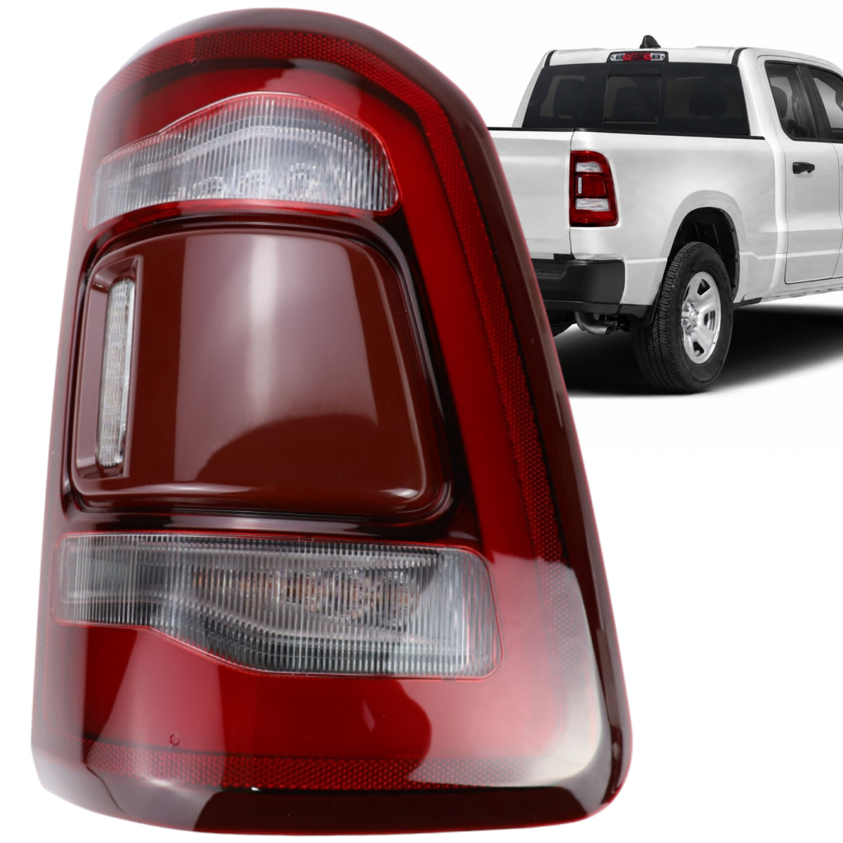 VeloCore LED Tail Light Right Passenger Side 68262530AH with Blind Spot | Compatible with Dodge Ram 1500 2019 2020 2021 2022 2024, No Blind Module, Replace CH2801217, Rear Brake Light Red Lens