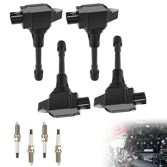 VeloCore UF549 Ignition Coil & Spark Plug Kit, 4 Coils + 4 Plugs, for Select Nissan L4 Models