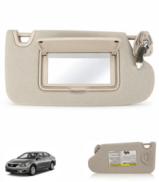VeloCore Beige Right Passenger Sun Visor 96400-3TA2A for Nissan Altima 2013-2018, Illuminated Mirror, Without Sunroof