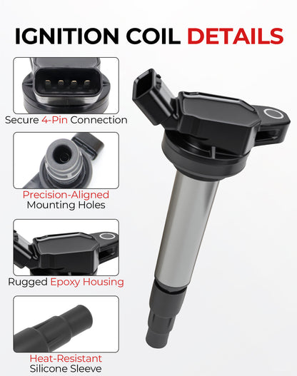Toyota Lexus Ignition Coils & Spark Plugs UF596 - 1.8L L4 Set of 4 (2008-2015)