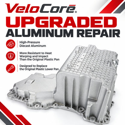 Ford F-150 2.7L aluminum lower oil pan: material and finish details