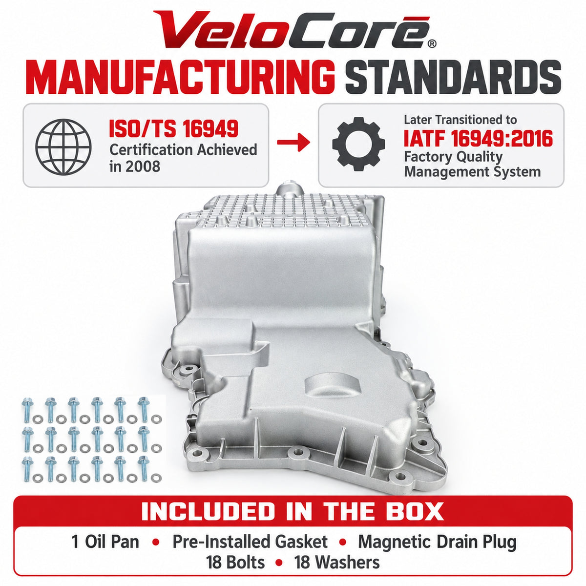 Ford F-150 2.7L aluminum lower oil pan: package contents