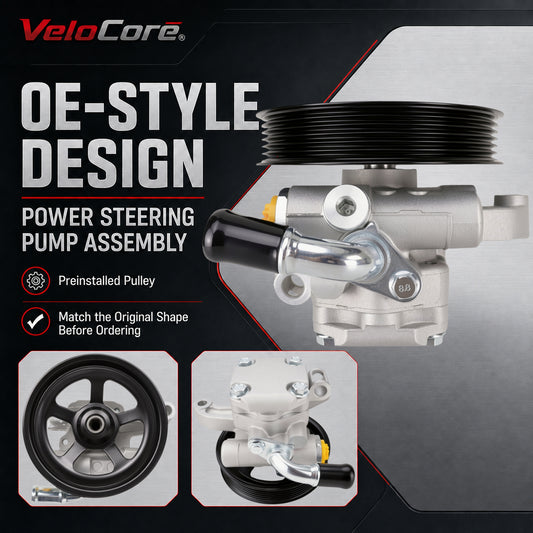 VeloCore 20-2403 Power Steering Pump With Pulley Compatible With GM 3.6L | Compatible with Buick Enclave, Chevy Equinox Traverse, GMC Acadia, Pontiac Torrent, Saturn Outlook Vue 2007-2013, 96-2403