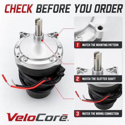 VeloCore Rear RV Stabilizer Jack Motor 352338 Fit for Lippert 12V 53:1 | compatible with Lippert LC298707 LC337199 LC369774 systems, rear position, 7A, 68 RPM, 50 in-lb run torque