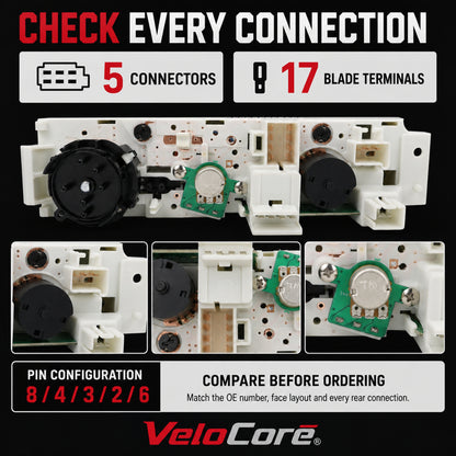 VeloCore A/C Climate Control Module 599-294 Replacement Heater Panel | Compatible with Chevrolet Express 1500/2500/3500/4500 and GMC Savana 1500/2500/3500/4500 2008-2022; replaces 15773679
