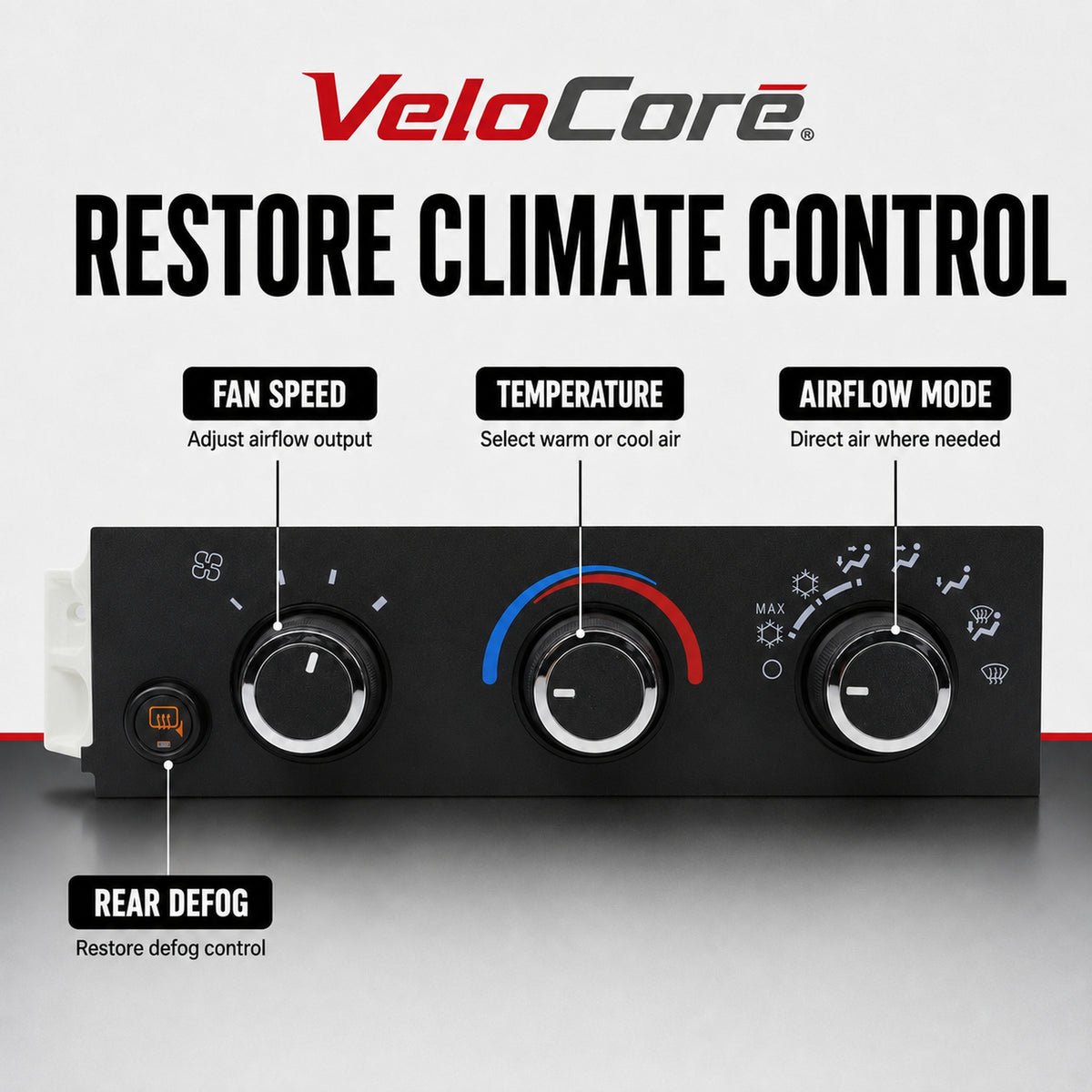 VeloCore A/C Climate Control Module 599-294 Replacement Heater Panel | Compatible with Chevrolet Express 1500/2500/3500/4500 and GMC Savana 1500/2500/3500/4500 2008-2022; replaces 15773679