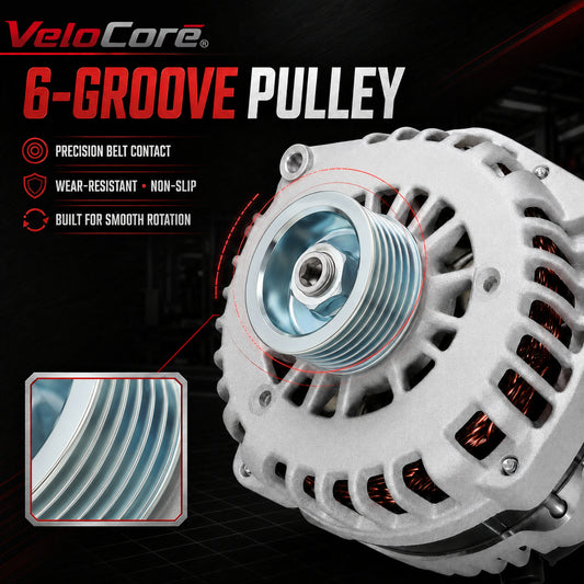 VeloCore Alternator Compatible with Chevy Tahoe Silverado Avalanche GMC Yukon Sierra Cadillac Escalade 2007-2014, V6 4.3L V8 4.8L 5.3L 6.0L 6.2L, OE 400-12253