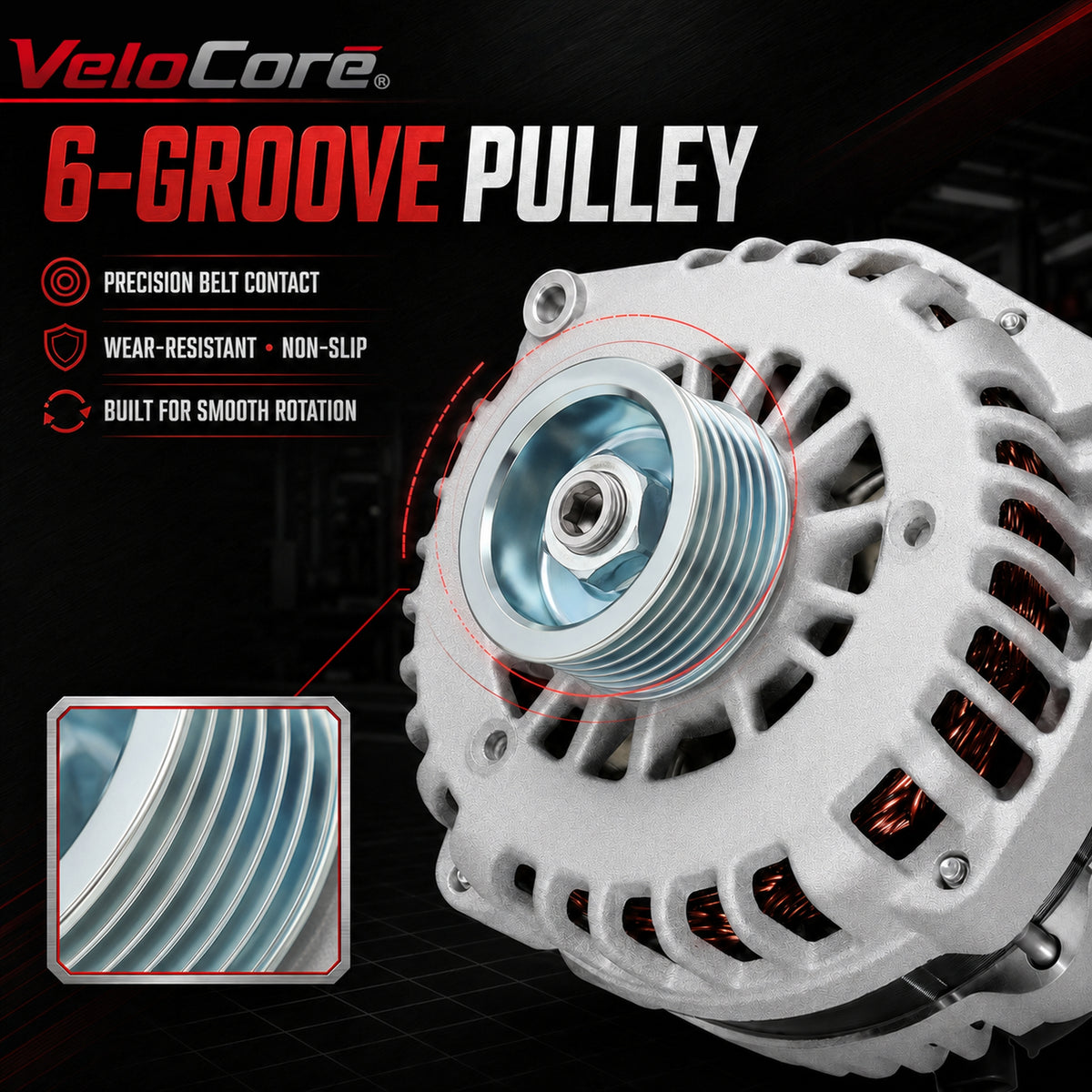VeloCore Alternator Compatible with Chevy Tahoe Silverado Avalanche GMC Yukon Sierra Cadillac Escalade 2007-2014, V6 4.3L V8 4.8L 5.3L 6.0L 6.2L, OE 400-12253