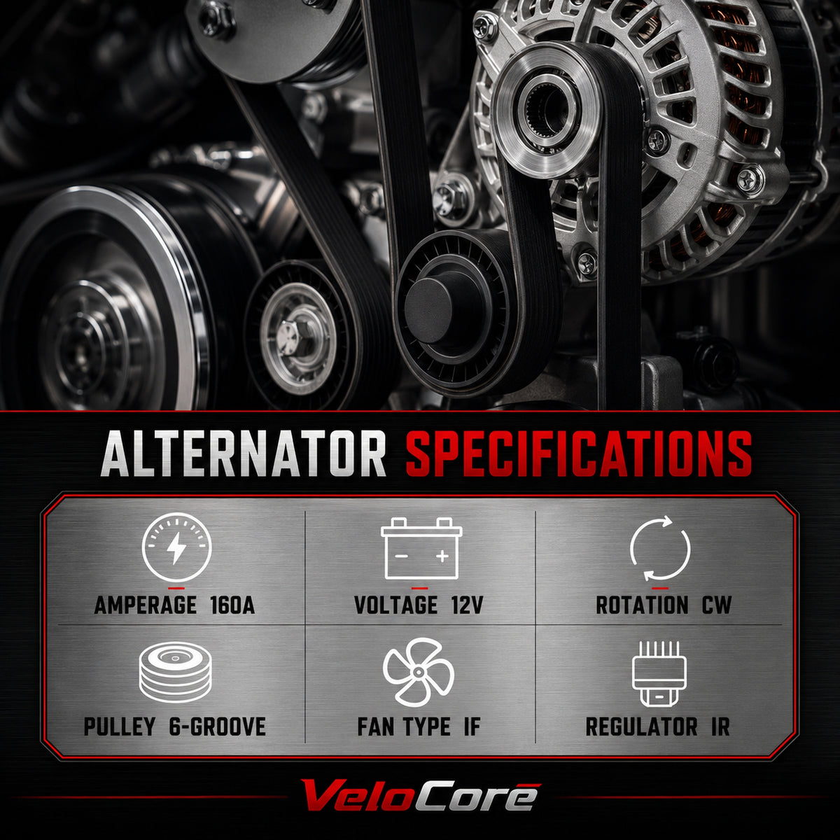 VeloCore Alternator Compatible with Chevy Tahoe Silverado Avalanche GMC Yukon Sierra Cadillac Escalade 2007-2014, V6 4.3L V8 4.8L 5.3L 6.0L 6.2L, OE 400-12253