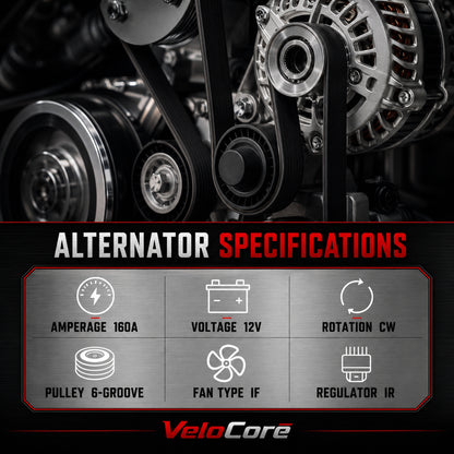 VeloCore Alternator Compatible with Chevy Tahoe Silverado Avalanche GMC Yukon Sierra Cadillac Escalade 2007-2014, V6 4.3L V8 4.8L 5.3L 6.0L 6.2L, OE 400-12253