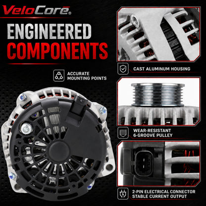 VeloCore Alternator Compatible with Chevy Tahoe Silverado Avalanche GMC Yukon Sierra Cadillac Escalade 2007-2014, V6 4.3L V8 4.8L 5.3L 6.0L 6.2L, OE 400-12253