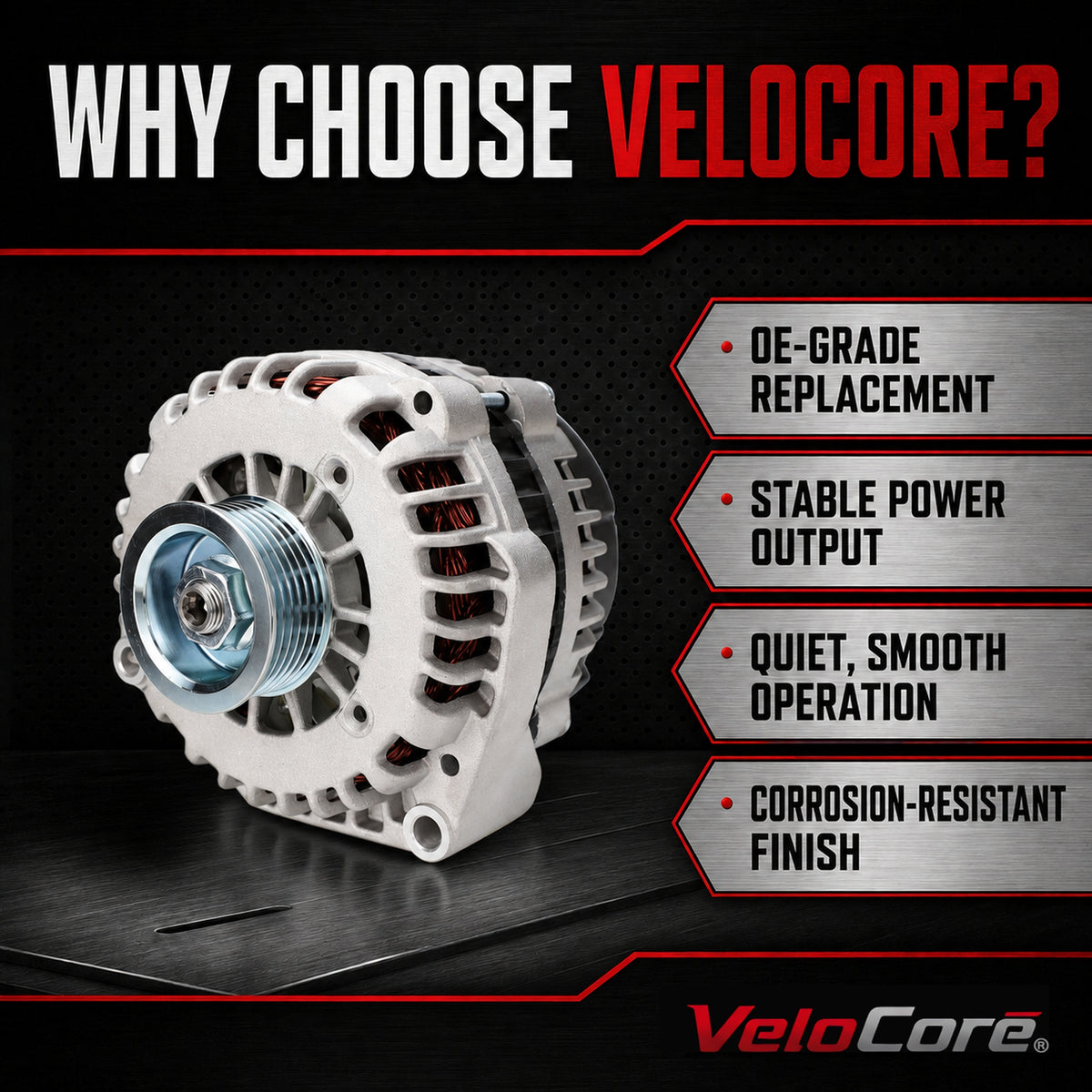 VeloCore Alternator Compatible with Chevy Tahoe Silverado Avalanche GMC Yukon Sierra Cadillac Escalade 2007-2014, V6 4.3L V8 4.8L 5.3L 6.0L 6.2L, OE 400-12253