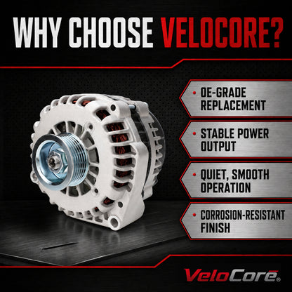 VeloCore Alternator Compatible with Chevy Tahoe Silverado Avalanche GMC Yukon Sierra Cadillac Escalade 2007-2014, V6 4.3L V8 4.8L 5.3L 6.0L 6.2L, OE 400-12253