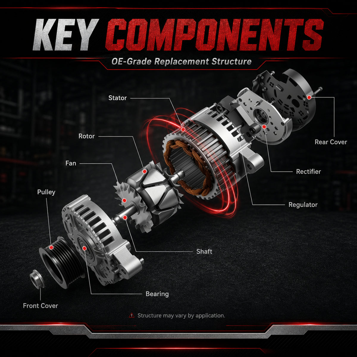 VeloCore Alternator Replacement Compatible with 2013-2017 Honda Accord L4 2.4L Automatic CVT Transmission Replace# 14489N 14489 31100-5A2-A02RM AMT0277 AHGA88 31100-5A2-A02
