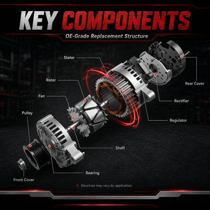 VeloCore Alternator Replacement Compatible with 2013-2017 Honda Accord L4 2.4L Automatic CVT Transmission Replace# 14489N 14489 31100-5A2-A02RM AMT0277 AHGA88 31100-5A2-A02