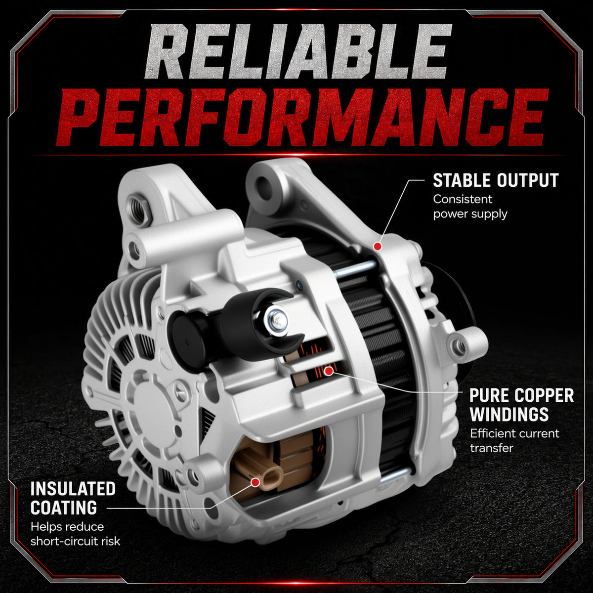 VeloCore Alternator Replacement Compatible with 2013-2017 Honda Accord L4 2.4L Automatic CVT Transmission Replace# 14489N 14489 31100-5A2-A02RM AMT0277 AHGA88 31100-5A2-A02