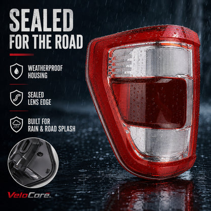 VeloCore Left LED Tail Light ML3Z13405D Fit for Ford F-150 2021-2023 | compatible with Ford F-150 King Ranch Lariat Limited Platinum 2021-2023, 11-pin, bracket included, no radar module