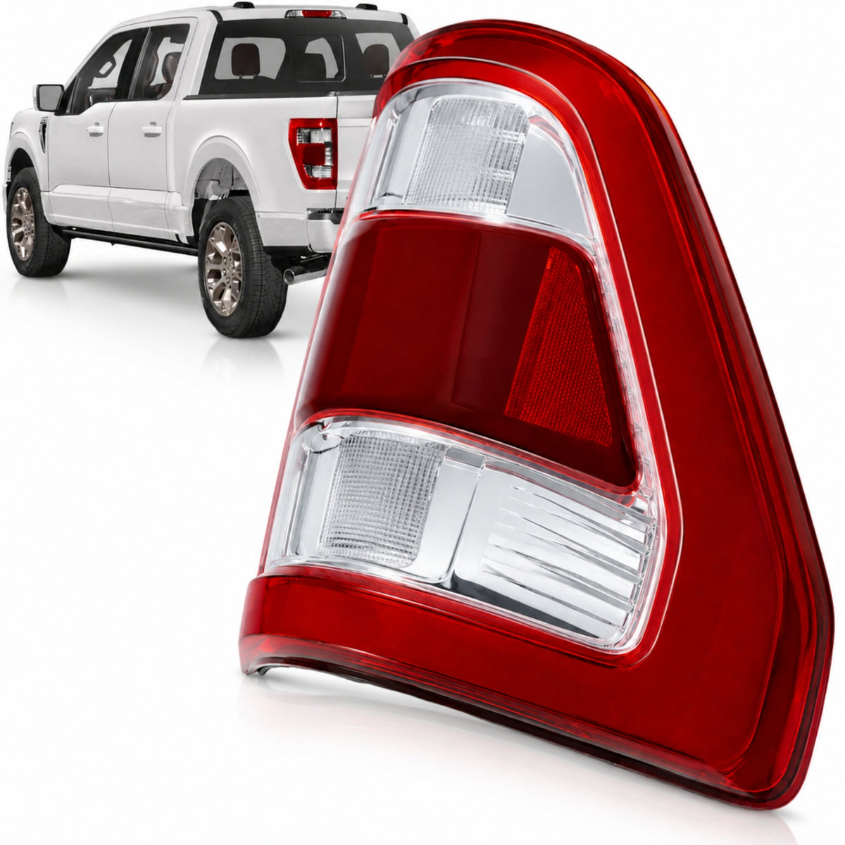 VeloCore Left LED Tail Light ML3Z13405D Fit for Ford F-150 2021-2023 | compatible with Ford F-150 King Ranch Lariat Limited Platinum 2021-2023, 11-pin, bracket included, no radar module